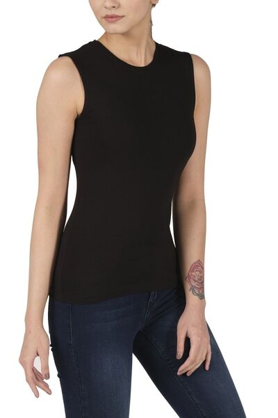 FSM1453 Women's Cotton Crew Neck Sleeveless Lycra Top -2278