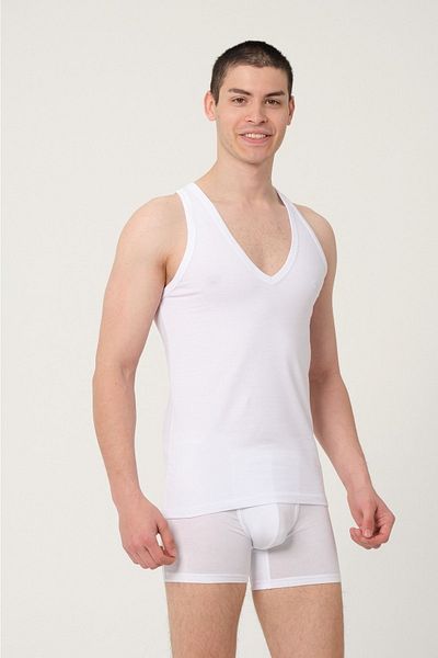 FSM1453 Men's Cotton Deep V-neck Lycra Undershirt -1009