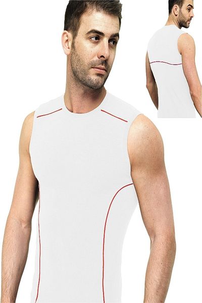 FSM1453 Ανδρικό βαμβακερό αμάνικο Slim Fit Athlete Lycra Singlet -1007