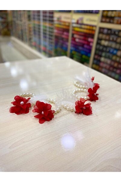 Düğmeci Ahmet Kırmızı Kına Seti Kına Tacı Süslü Tef Süslü Nedime Bilekliği(5'li Takım ) – Magnet, Hediyelik, Süs