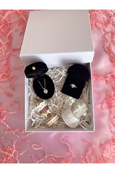 nilythings Kalp Baget Yüzüklü Sevgiliye Hediyelik Kutu Seti