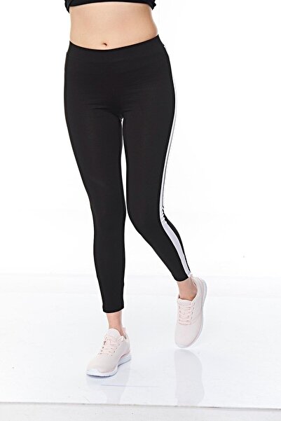 FSM1453 Γυναικεία αθλητικά κολάν από βαμβακερά λευκά ριγέ Μήκος Αστραγάλου King Size Lycra - 4902-4077