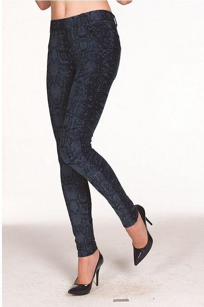 FSM1453 Pantaloni de damă din bumbac albastru închis, jambiere - 4730