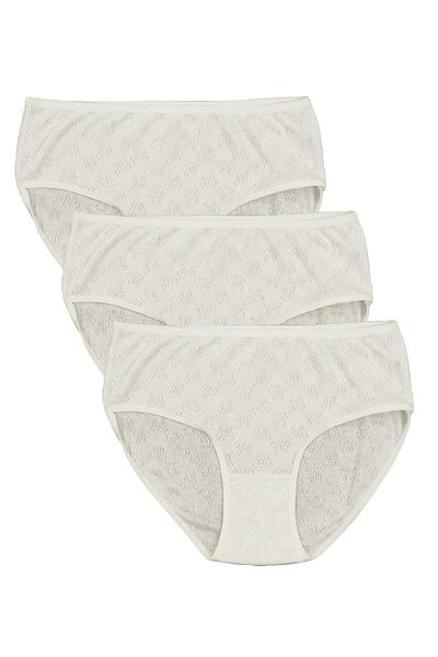 FSM1453 Women's Cotton Transfer Rib Bato High Waist Slip Panties 3-Piece - 3001