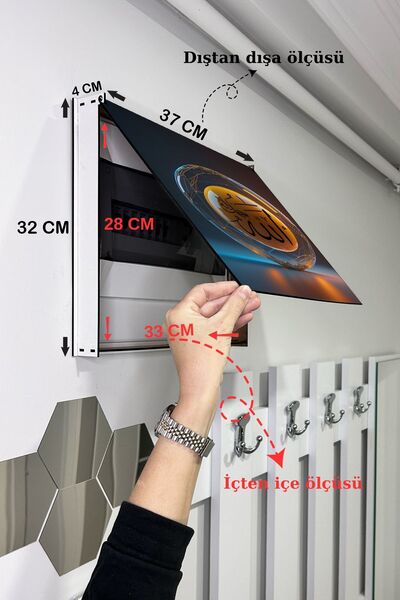 no77decor 37x32 Dini Desenli Ahşap Sigorta Saklama Kutusu