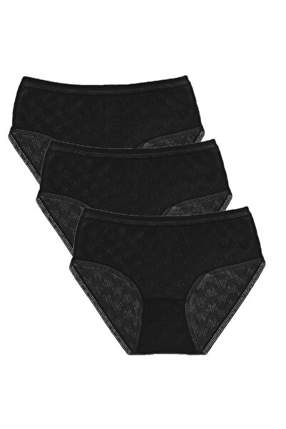 FSM1453 Жіночі бавовняні трусики з високою талією, мереживом і 6 штуками в упаковці - 3003