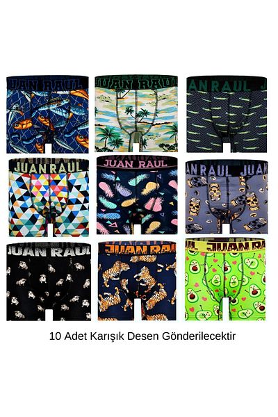 Juan Raul Ανδρικά Boxers με σχέδια 10 Συσκευασία