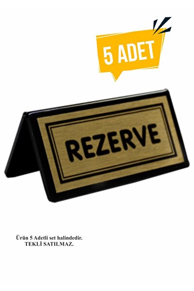 STARK MENÜ Masaüstü Rezerve Yazısı Altın Metal Pleksi 10 X 5 Cm (5 ADET SET)