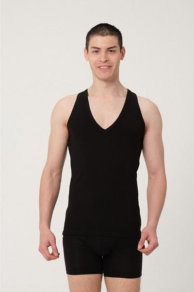FSM1453 Men's Cotton Deep V-Neck Lycra Undershirt -1009