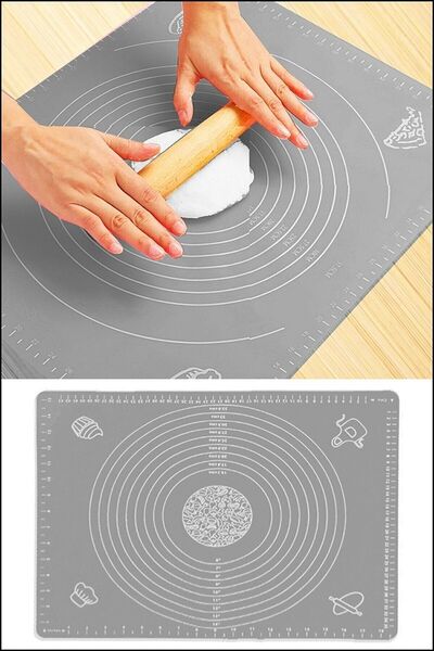 Sekiz8 Gri Silikon Hamur Açma Matı, Birinci Kalite Silpat 50x40cm