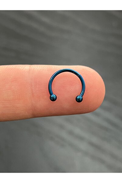 Karınca Piercing 10 Mm En Büyük Boy Mavi Halka Kulak Göğüs Ucu Septum Piercing