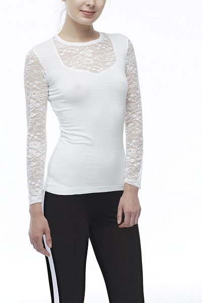 FSM1453 Women's Modal Lace Long Sleeve Top -2231