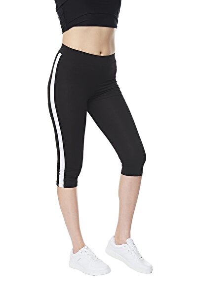 FSM1453 Γυναικείο Oversize Βαμβακερό Πλαϊνό Λευκό Ριγέ Oversize Σορτς κάτω από το γόνατο Lycra Athlete κολάν -4076