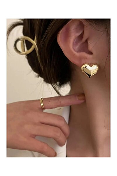 monalisatoka Kadın Gold Kalp Küpe kalp Gold küpe