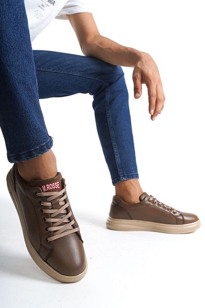 marinarosse Men's Elvis Leather Stitched Brown Casual Shoes