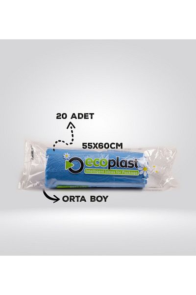 ECOPLAST Medium Size Garbage Bag Transparent 10 Pack (200 PCS) 55 X 60 Cm