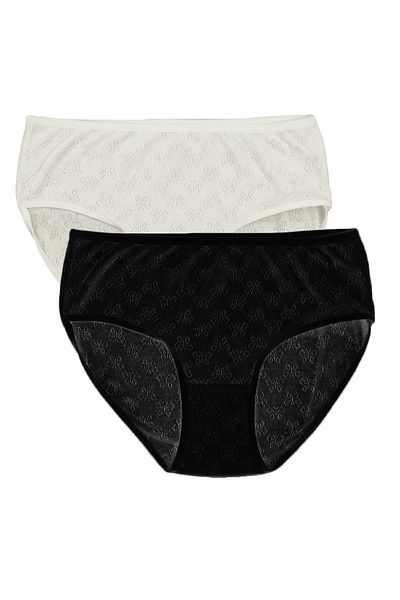 FSM1453 Women's Cotton Transfer Ribana Bato High Waist Slip Panties 2-Piece - 3001