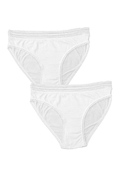 FSM1453 Γυναικεία Modal Normal Waist Bikini Lace Slip Lycra εσώρουχα 2 τεμαχίων -3032