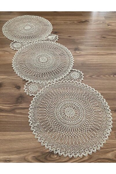 WENESSİ غطاء عداء قصير مطرز بنمط الشمس Anglez Cord (بريق فضي) (114 × 36)