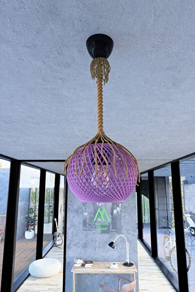 gökdağ group g g Rustik Halatlı Sarkıt Avize Balle Lila Top Aydınlatma