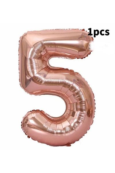 Deniz Party Store Rose Gold 5 Year Old Foil Balloon 34 Inch 76-80 Cm