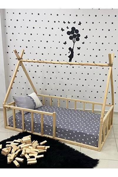 MiniWood Markaawm Montessori Yatak Doğal Çam Bebek Ve Çocuk Karyola Apaçi