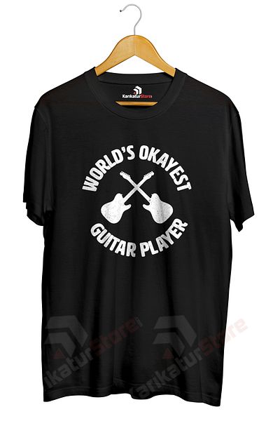karikatürstore Guitar Player Designed Printed T-shirt - Worlds Okayest
