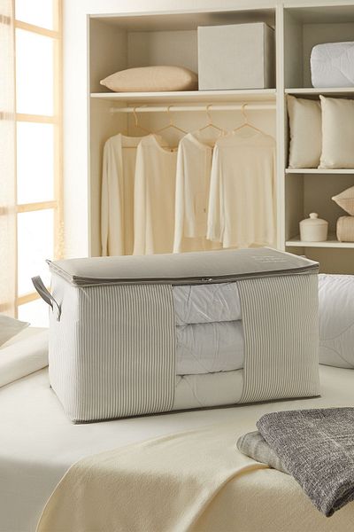 Ocean Home Textile Věci a věci s okny v mega velikosti Šedý pruhovaný polštář přikrývka na svetr 75x40x40