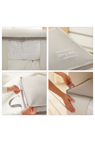 Ocean Home Textile 3-Piece Window Stuff&things Gray Striped Pillow Quilt Sweater Hurcu