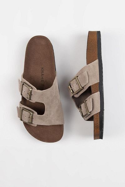 Krahe Ανδρικές παντόφλες Mink - Jose Double Buckle, γνήσιο δέρμα
