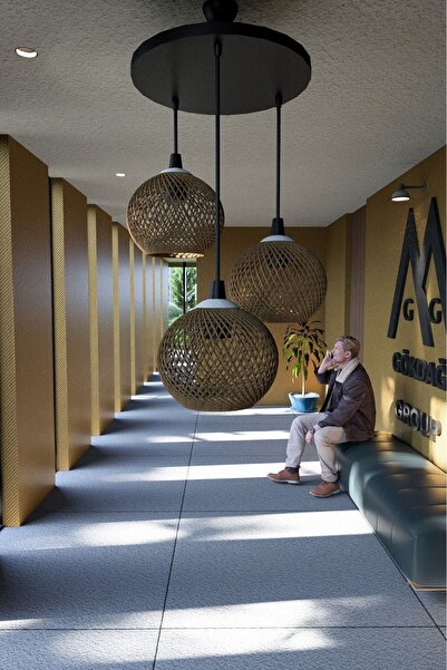 gökdağ group g g 3'lü Siyah Tepsi Sarkıt Avize & Hasır Başlık