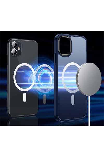 Powerfox حافظة Magsafe متوافقة مع هاتف iPhone 11 مع حافة ملونة للكاميرا وزر حساس