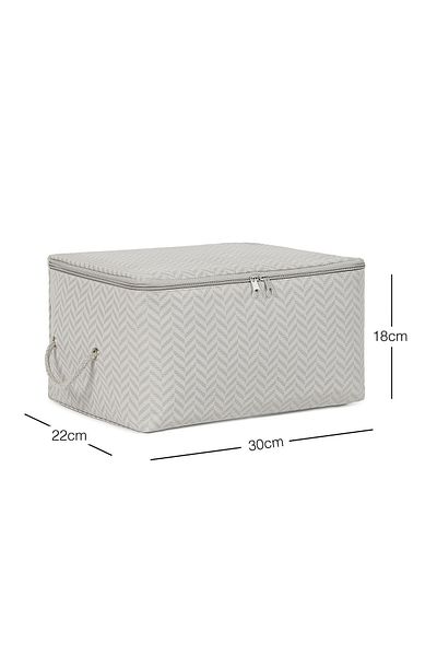 Ocean Home Textile Μικρού μεγέθους Γκρι ψαροκόκκαλο κάτω από το κρεβάτι Βαλίτσα οργάνωσης 30x22x18