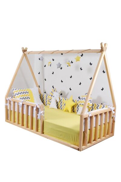 MiniWood Yere Sıfır Montessori Yatak Doğal Ahşap Çocuk Ve Bebek Karyola