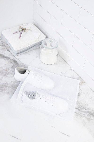 Ocean Home Textile White Zippered Shoe Laundry Net Bag 35x40