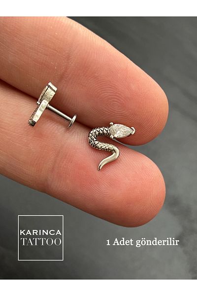 Karınca Piercing Jewelled Snake Piercing Ear Forward Helix Flat Conch Tragus Piercing