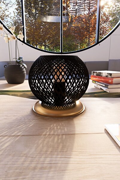 gökdağ group g g Plastik Gold Küre Abajur Siyah Top Aydınlatma