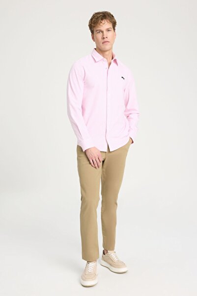 WRANGLER Regular Fit Normal Kesim %100 Pamuk Pembe Gömlek