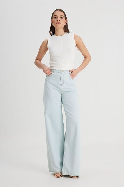 Lee Jeans mit hoher Taille und weitem Bein – 100 % Baumwolle, lockere Passform