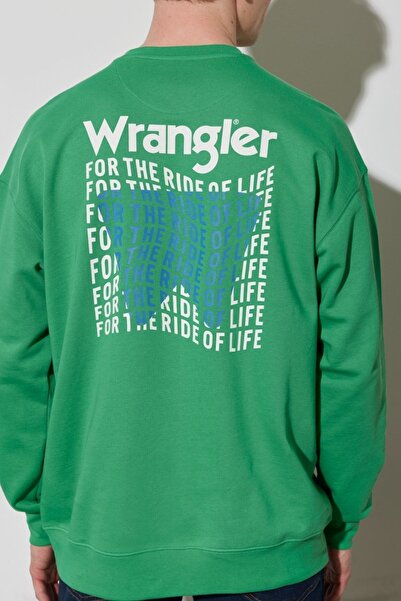 WRANGLER Erkek Loose Fit %100 Pamuk Bisiklet Yaka Mint Yeşili Tişört