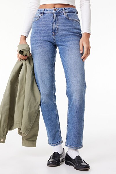 Lee Carol Regular Fit Normal Kesim Yüksek Bel Düz Paça Gri Kadın Esnek Jean D...