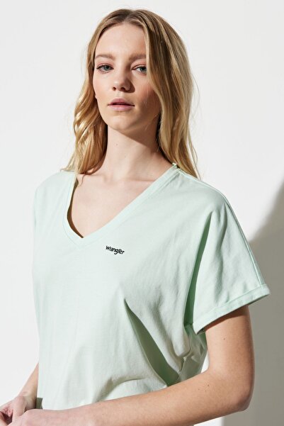 WRANGLER Regular Fit Regular Cut 100% Cotton V-Neck T-Shirt