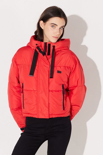 Lee Regular Fit Regular Cut Hooded Stehkragen Damen Crop Red Puffy Jacket