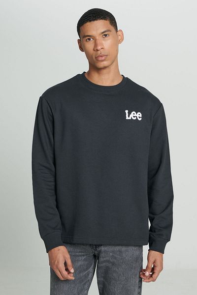 Lee Regular Fit Normal geschnittenes Rundhals-Sweatshirt aus schwarzem Fleece für Herren