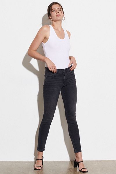 WRANGLER Skinny Fit Slim Fit Skinny Leg Regular Waist Cotton Body Bespoke Women's Anthracite Stretch Jean Jeans