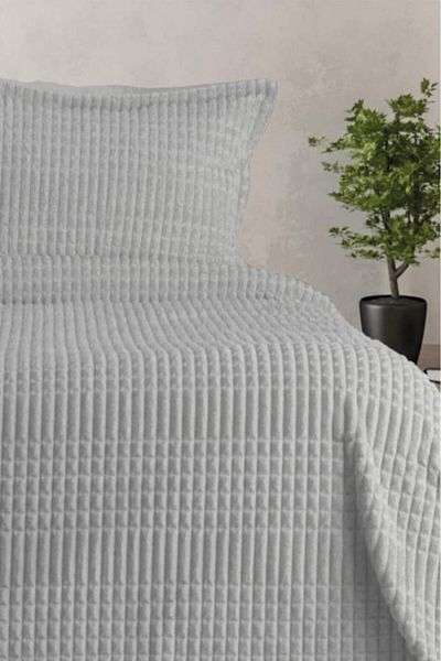 Çeyiz Diyarı Merinos Modern Line Gray Double Blanket Set