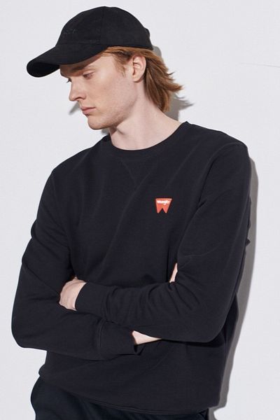 WRANGLER Black Regular Fit Crew Neck 100% Cotton Sweatshirt