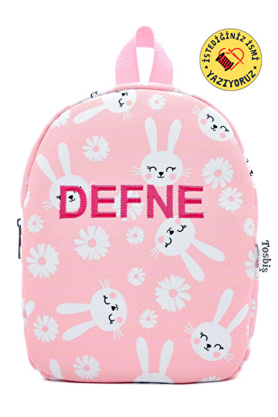 Tosbiş [ Kişiye Özel Isimli ] Sevimli Tavşanlar 0-8 Yaş Çocuk Sırt Çantası, K...