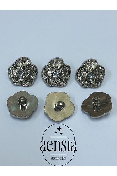 aensia Gold Rose Flower Patterned Jewelled Blazer Jacket - 1.93 Cm Metallized Button, Pack of 6