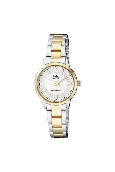 Q&Q White Striped Dial SilverMetalCordAnalogWrist Watch - Women